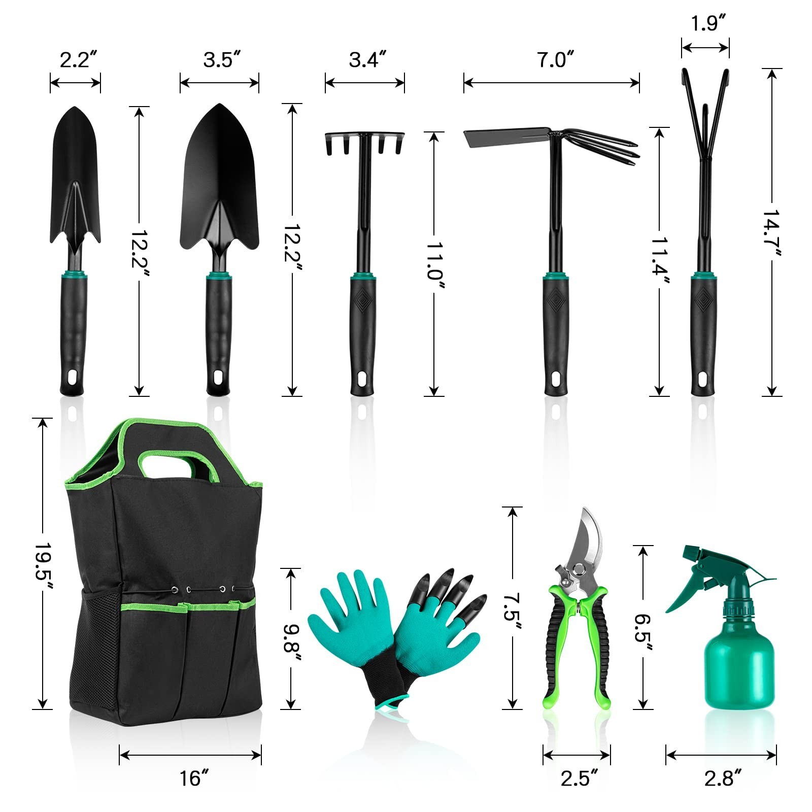 9 PCS Garden Tool Set Kids Gardening Tool Kit for Digging, Planting and Pruni...