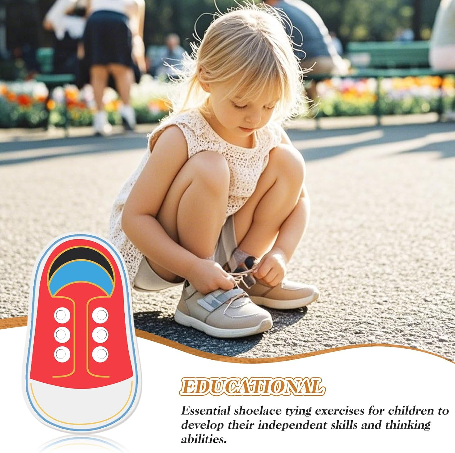 Wooden Red Shoe Tying Practice for Kids, How to Tie Your Shoes for Kids Threadin
