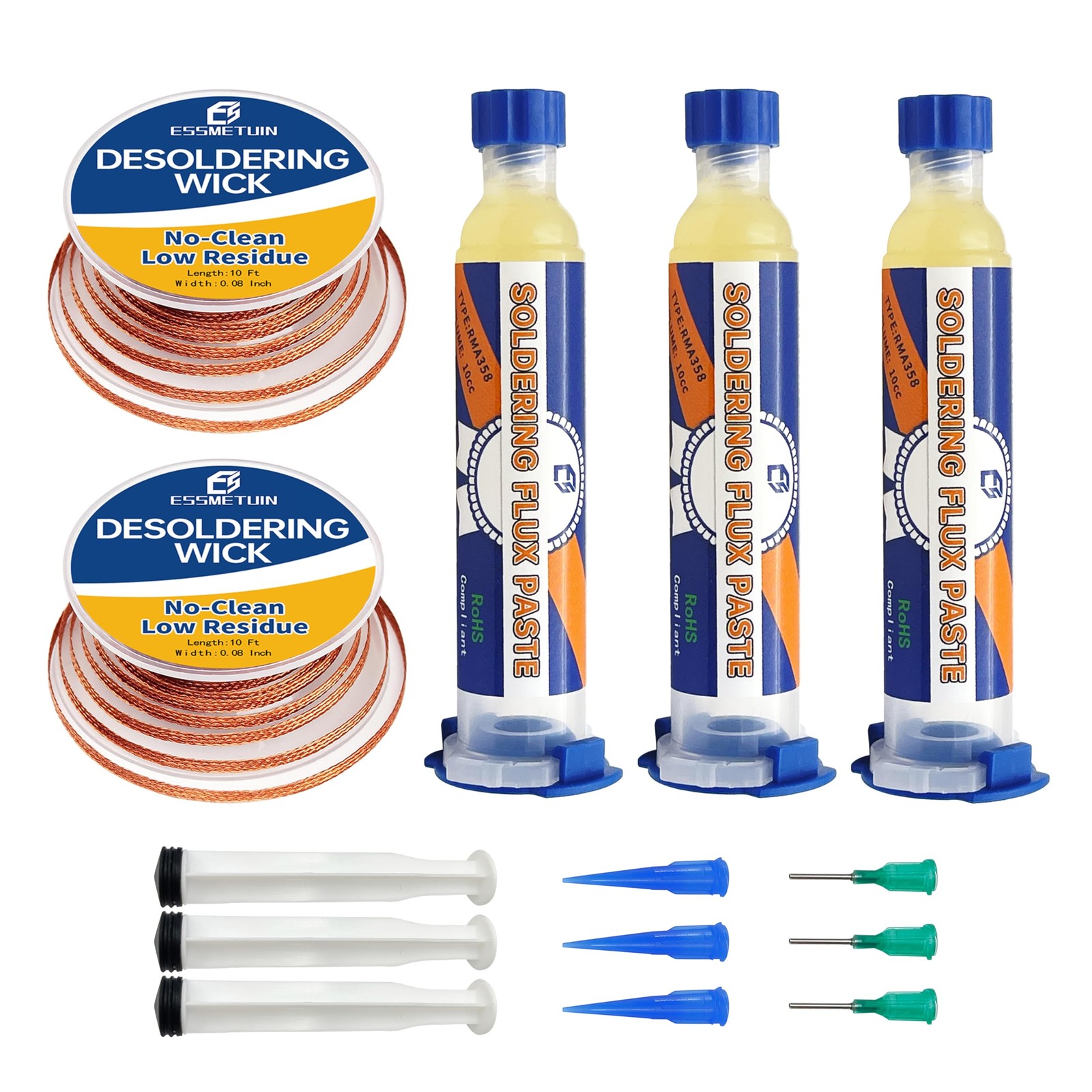 Desoldering Wick and Soldering Flux Paste for Electronics Repair, No Clean Fl...