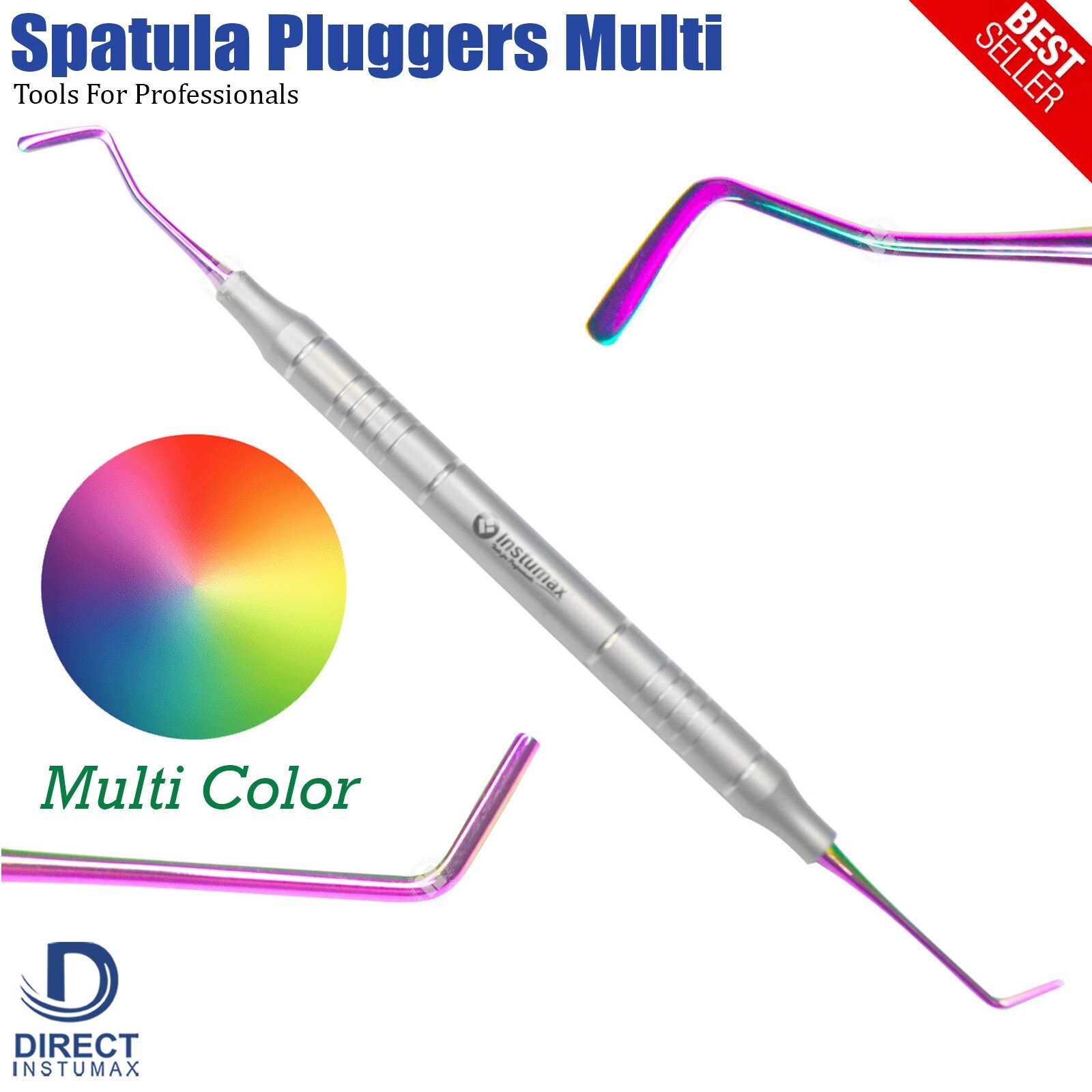 Dental Composite Instruments Set Titanium Spatula & Plugger with Multi-Color Tip