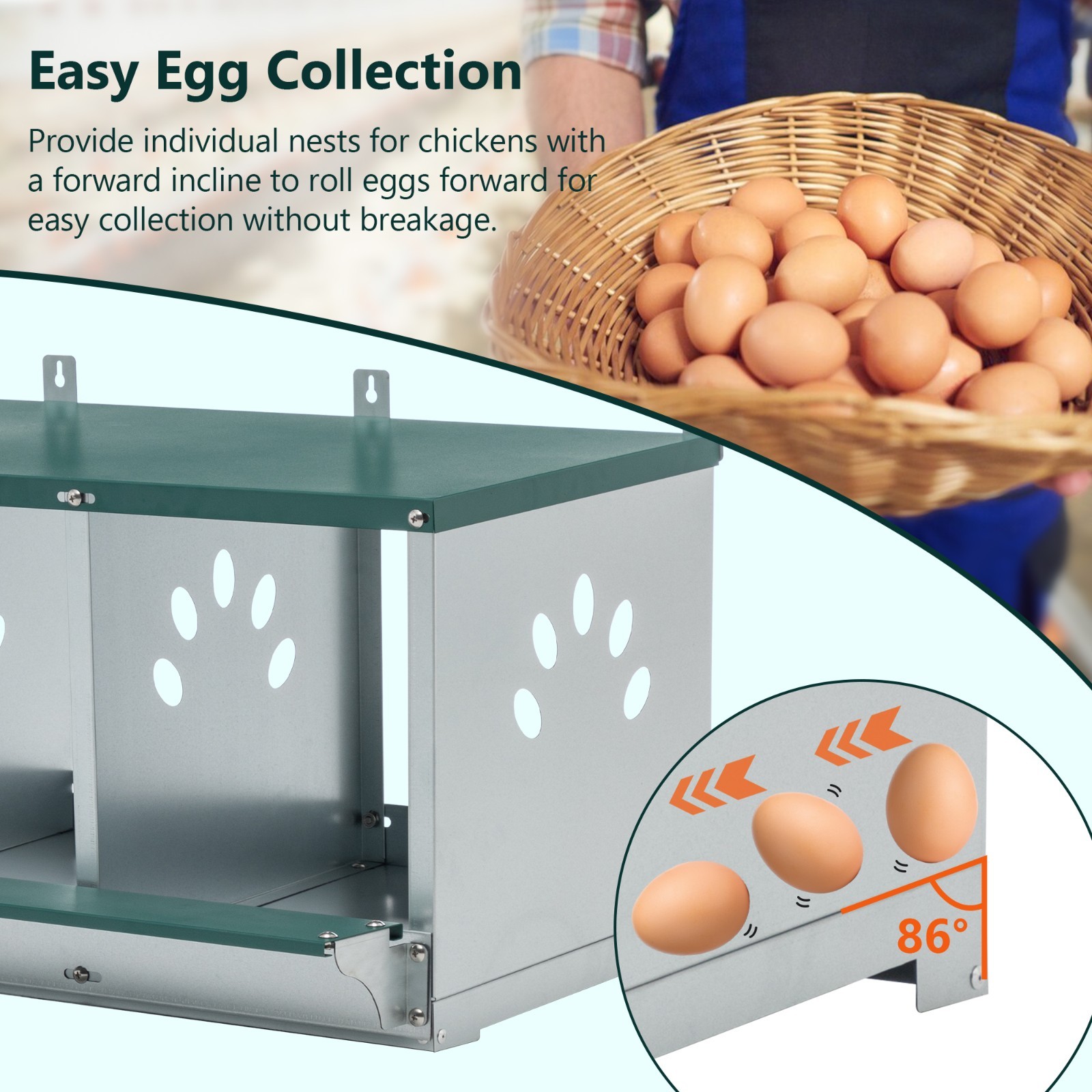 3 Hole Chicken Nesting Box Hen Laying Boxes Roll Away Nesting Box for Laying Egg