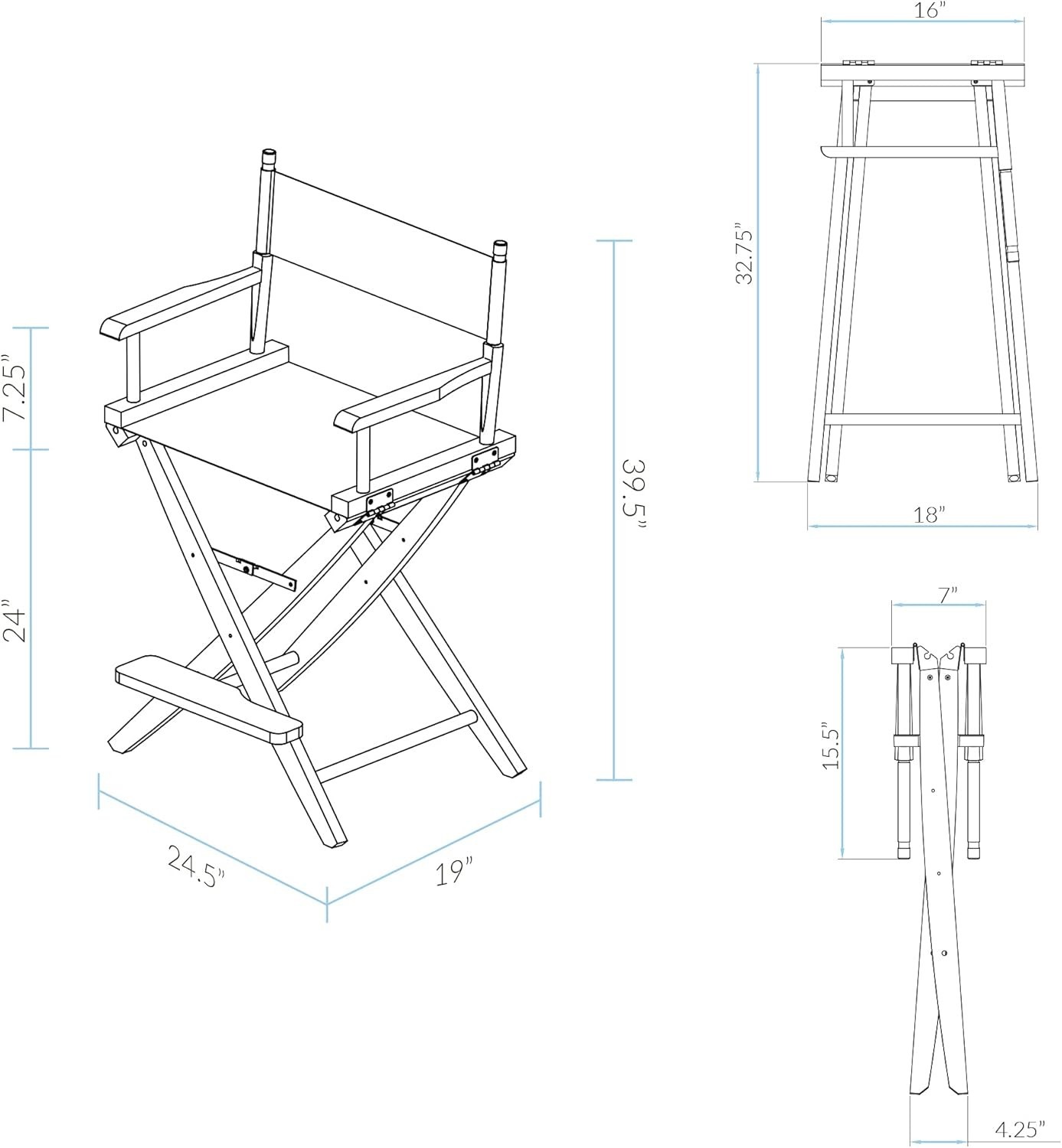 American Trail Extra-Wide Premium Director Chair 24" H Counter Height Livingroom