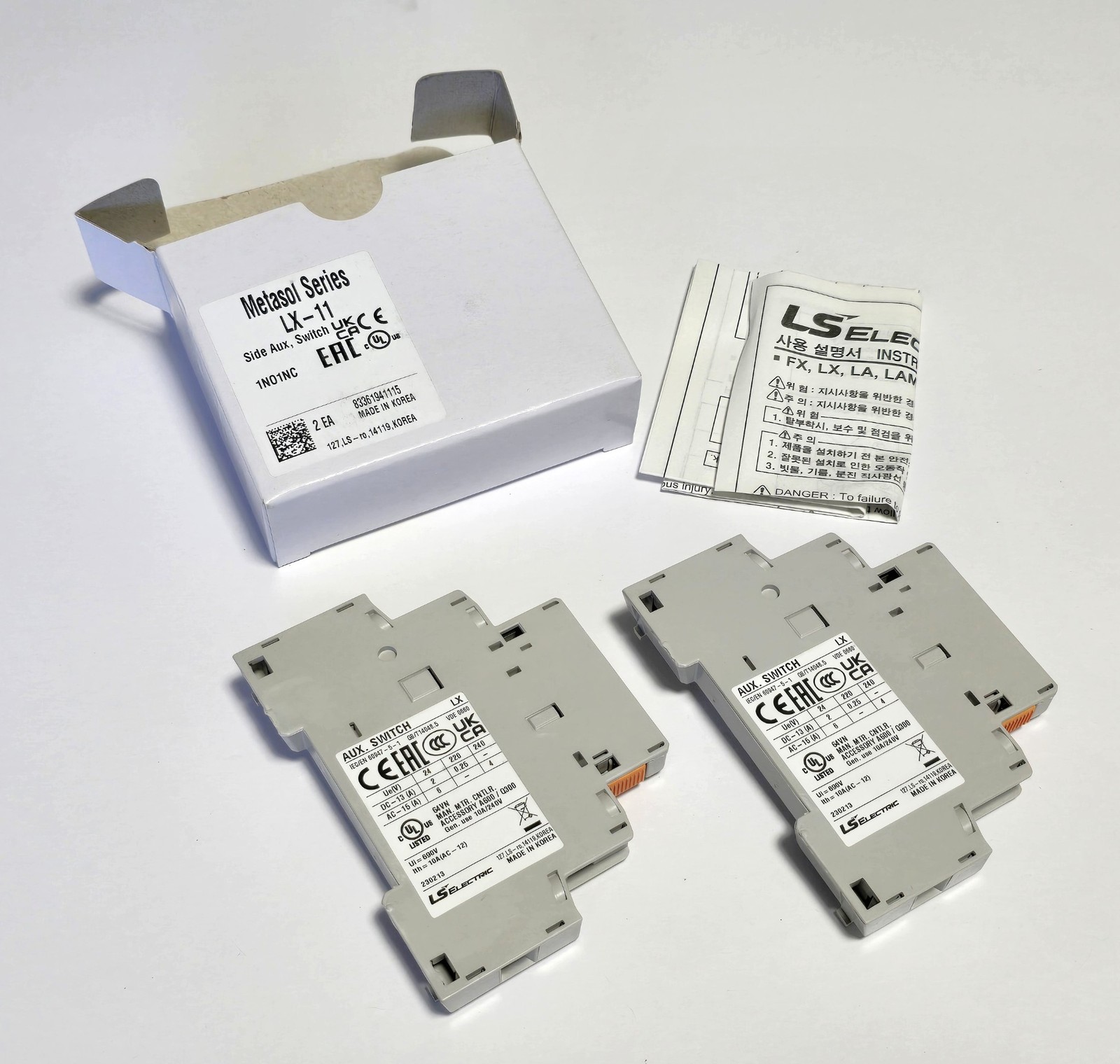 LS Electric LX-11 Metasol Series Side Aux Switch 1NO1NC (2-Pack) - New in Box