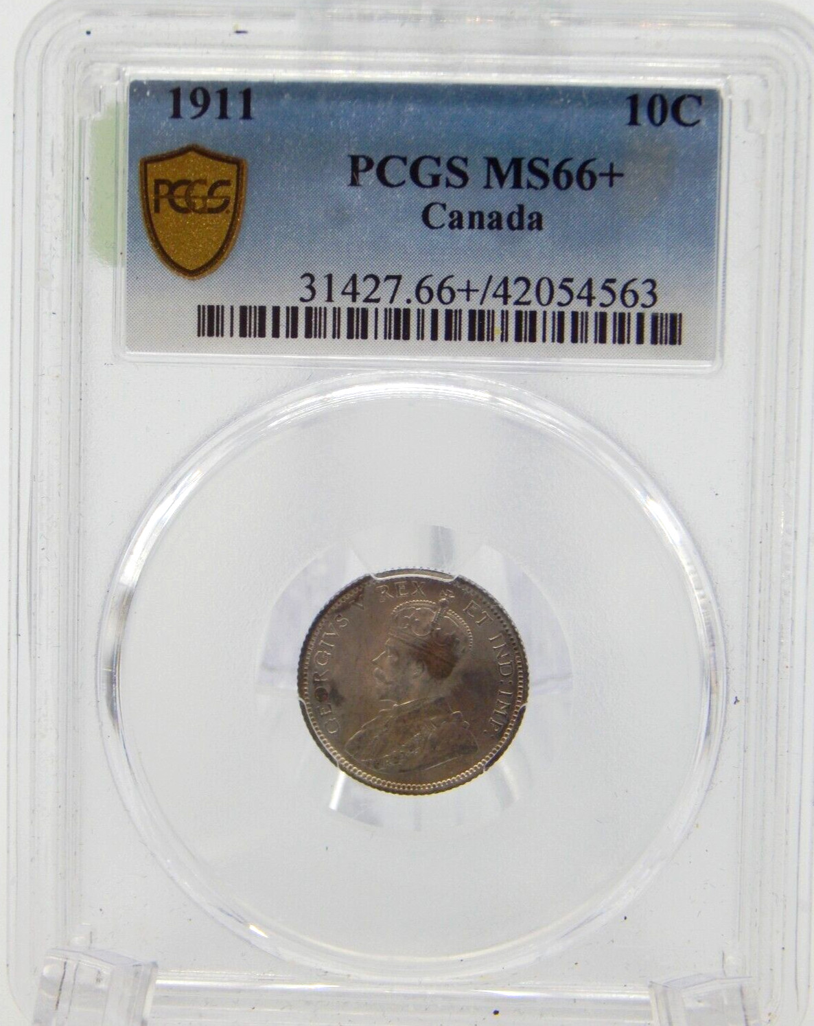 1911 Canada Silver 5 Cents PCGS MS66+  (BT-268)