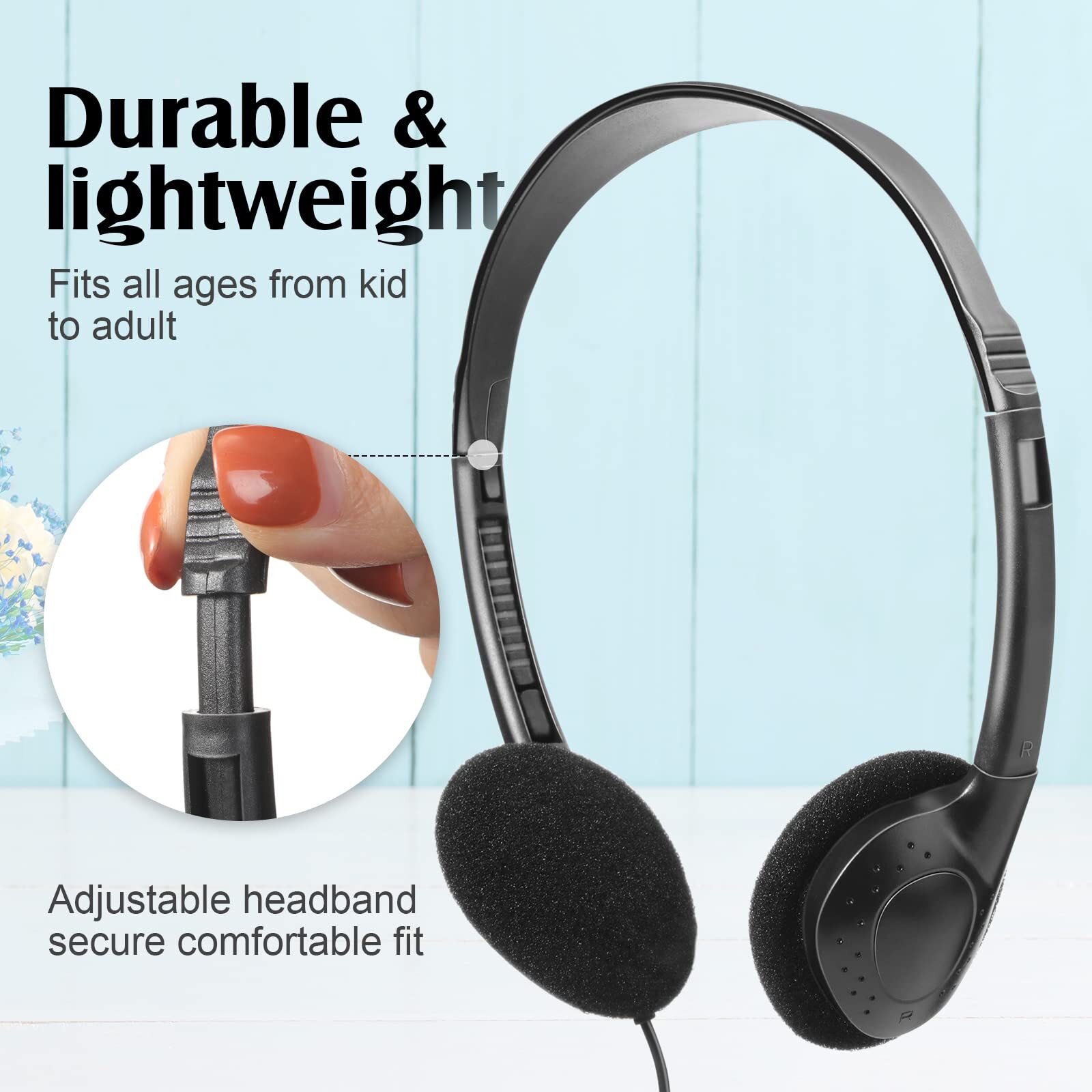 20 Pack Headphones Bulk for Classroom School Students Libraries Wired On Ear ...