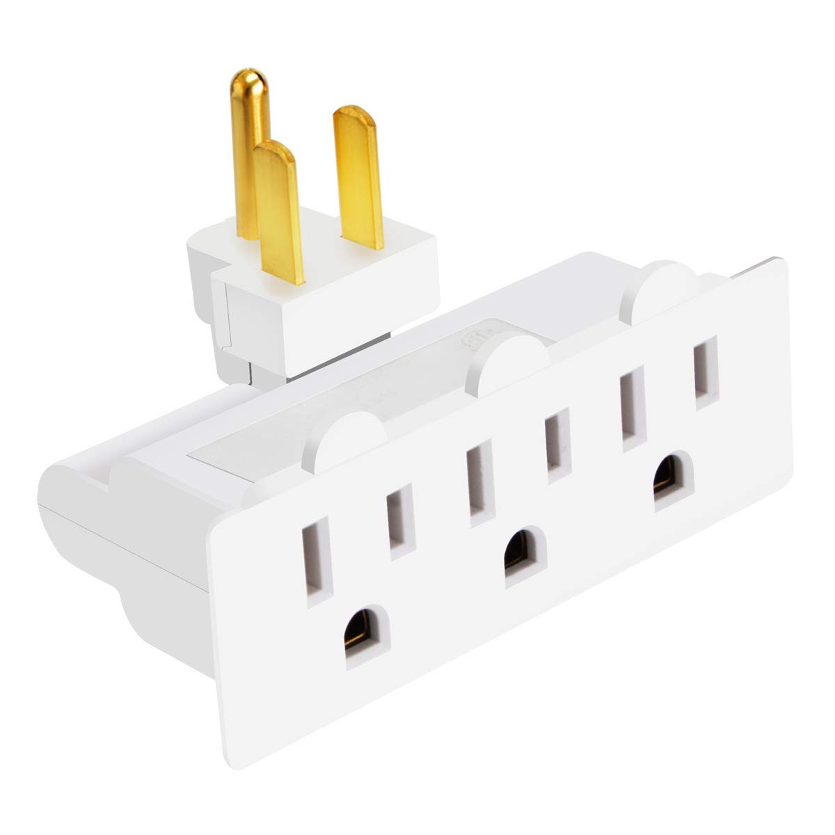 3 Outlet Wall Adapter, ETL Listed 3-Prong Grounded 180 Degree Swivel Indoor AC