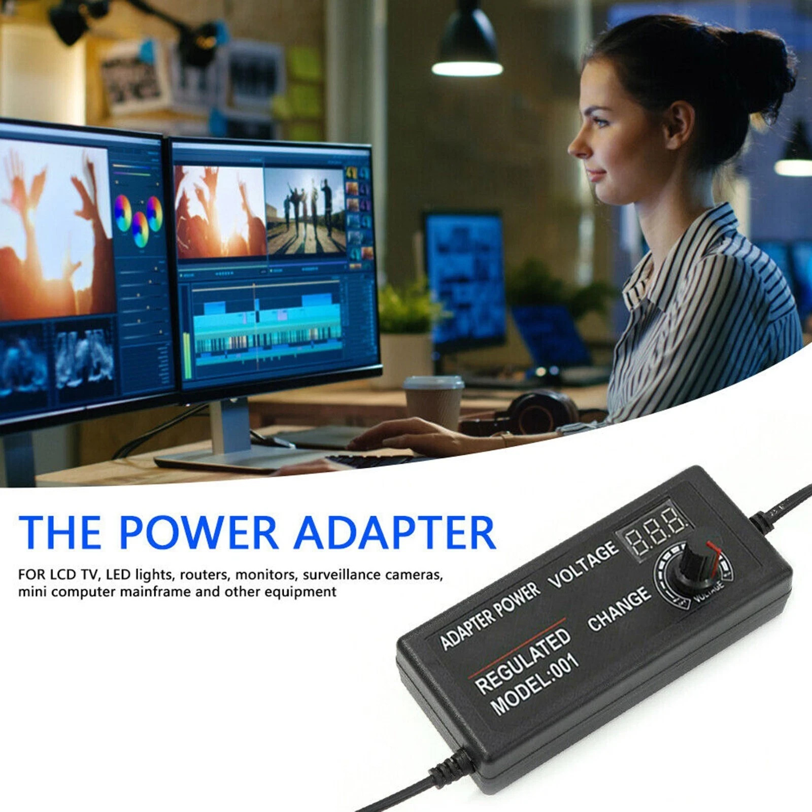 60W Power Supply Adjustable Variable Voltage DC 3V~24V Universal AC/DC Adapter