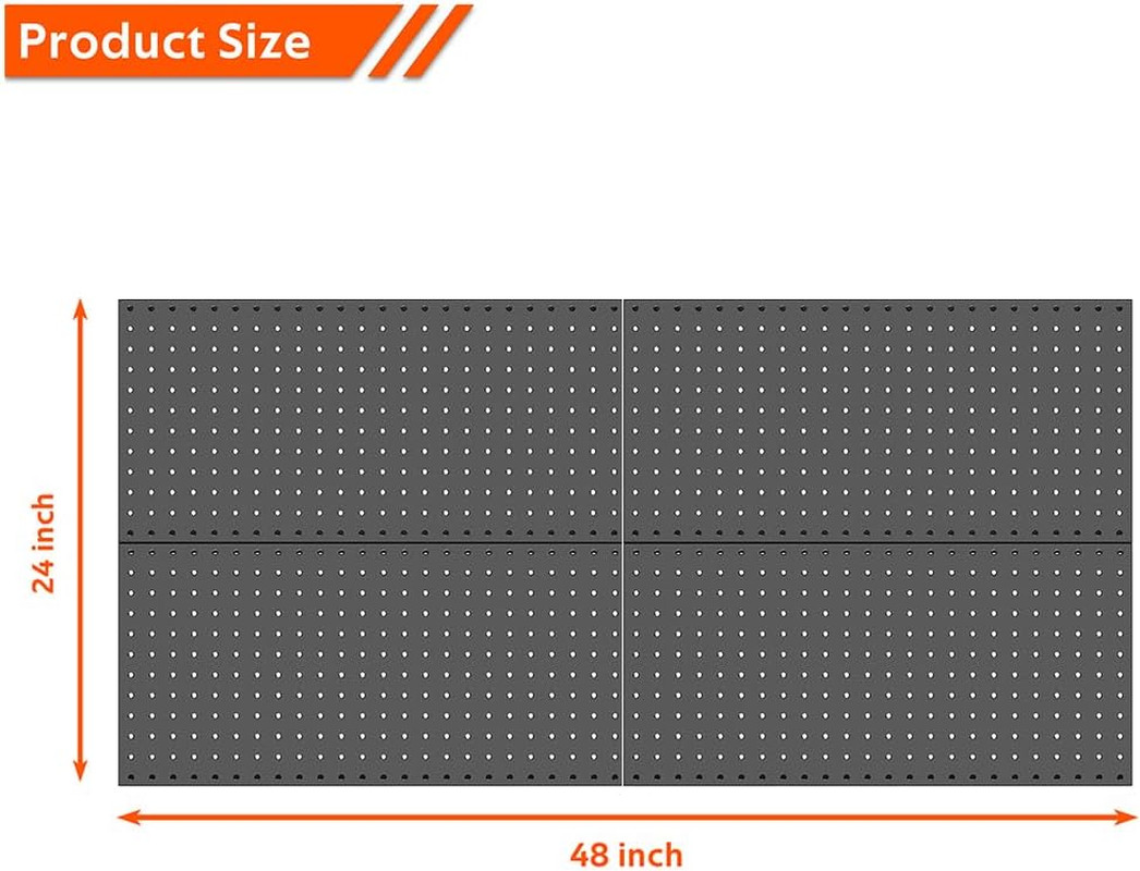 4 Pcs Metal Pegboard Wall Panels, Peg Boards for Garage Tool Storage