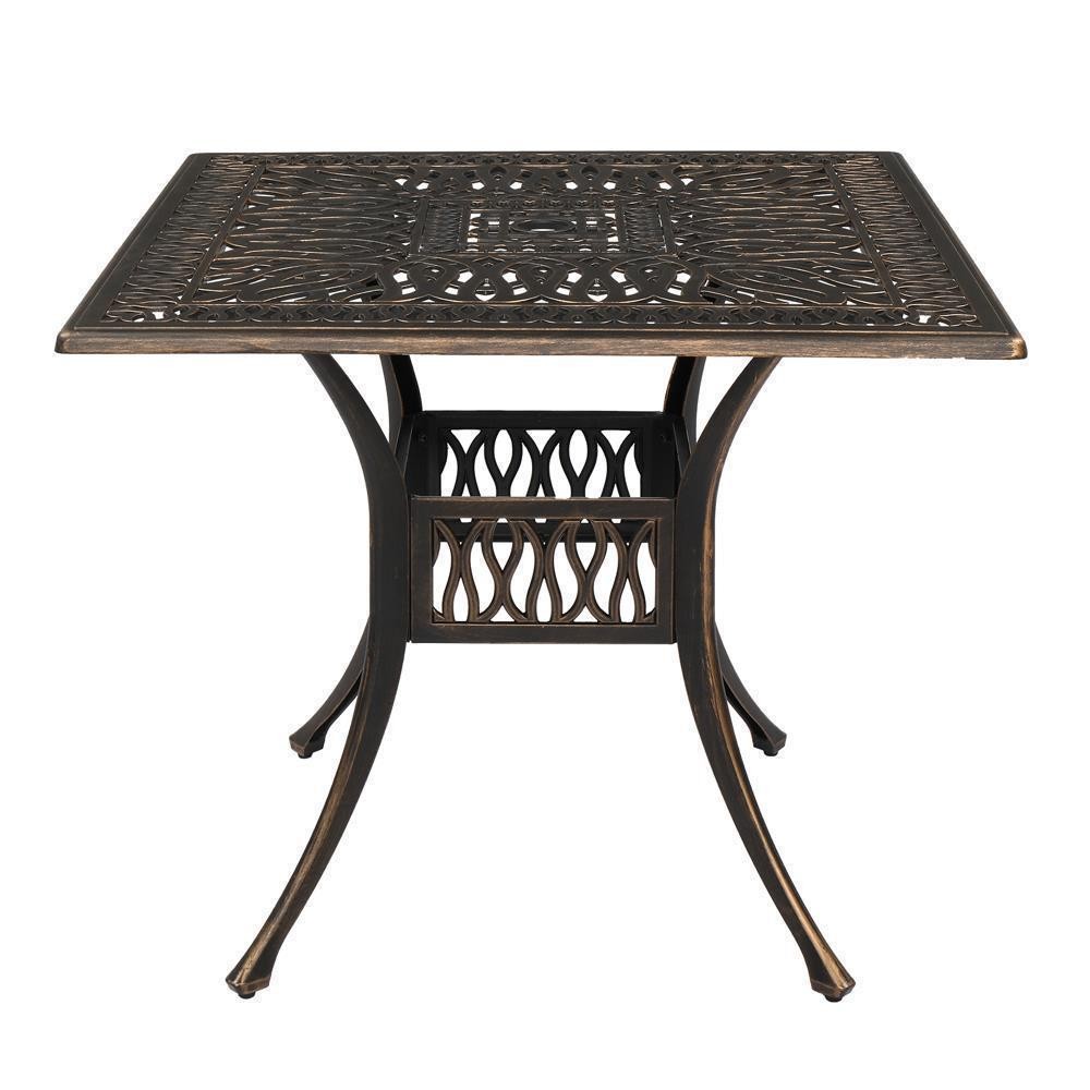 29.5" H Patio Bistro Cast Aluminum Dining Table Furniture Outdoor Square Desk