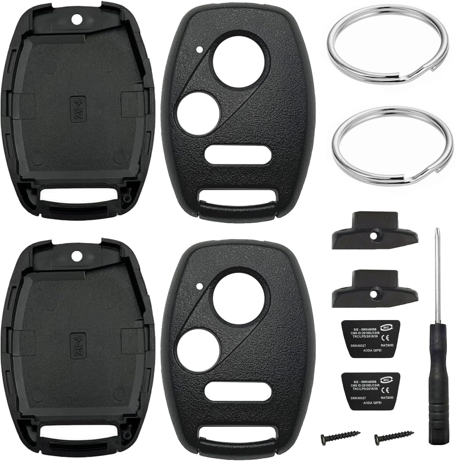 2 Pack Key Fob Shell Case Replacement for Honda Civic LX Accord Crosstour Coupe