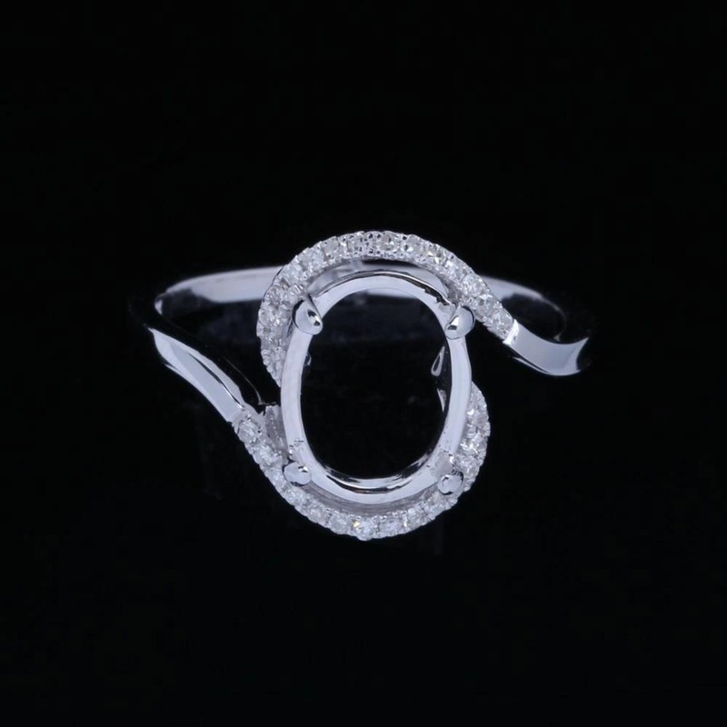 10x8mm Oval Shape Semi Mount Ring 925 Sterling Silver Vintage Halo Twist Ring