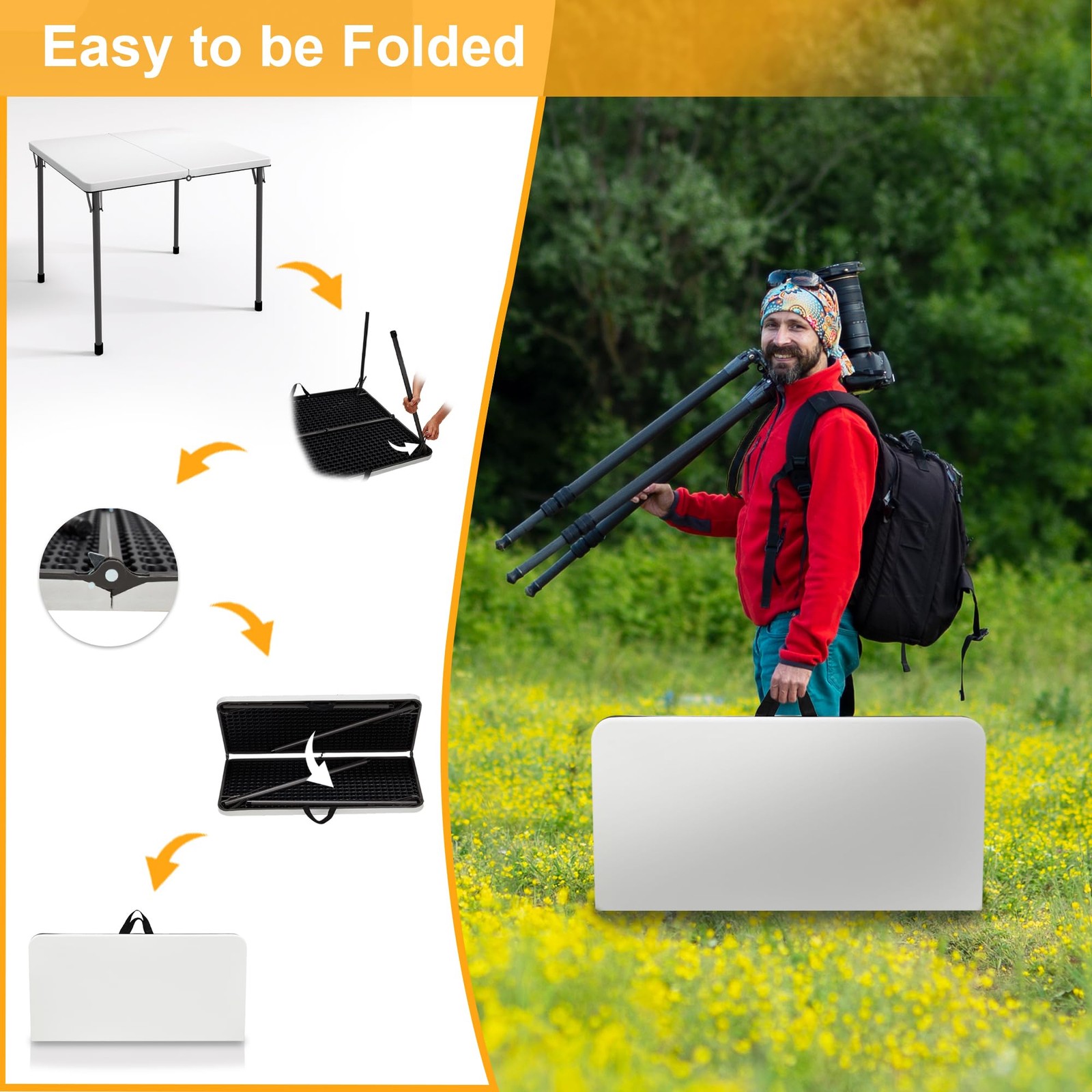 Kasunpul 34" Folding Table, Portable Square Card Table 1 Pack, White