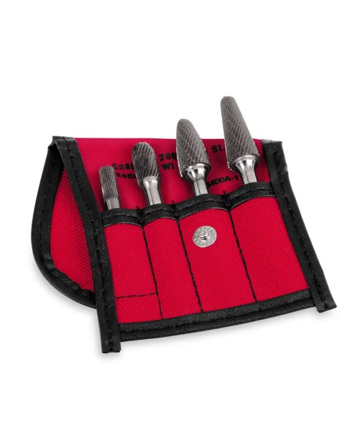 Snap On 4 Piece Carbide Burr Set In Kit Bag NEW