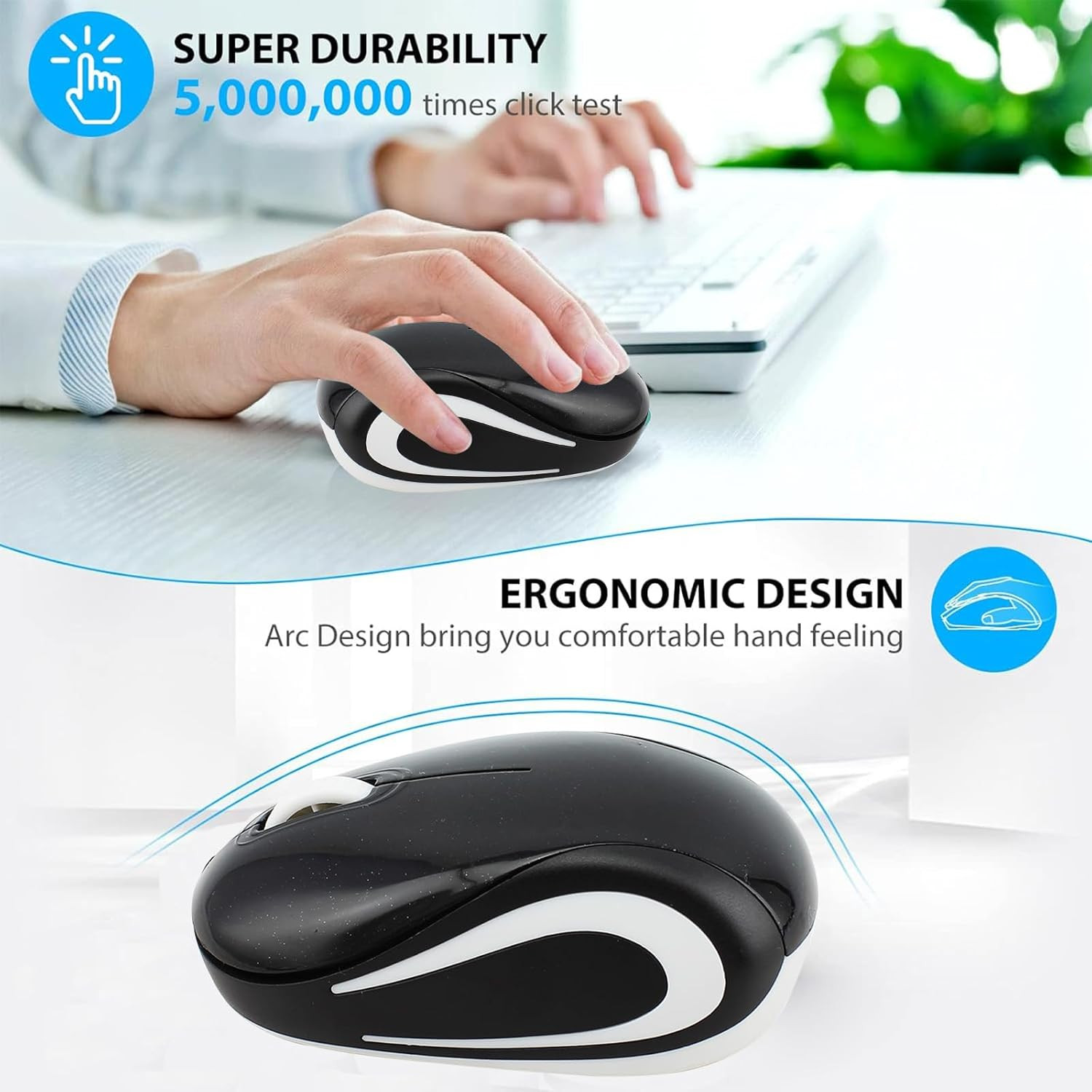 Wireless Cute Mini Computer Mouse - Small Size, Pocket Portable, Compact Travel