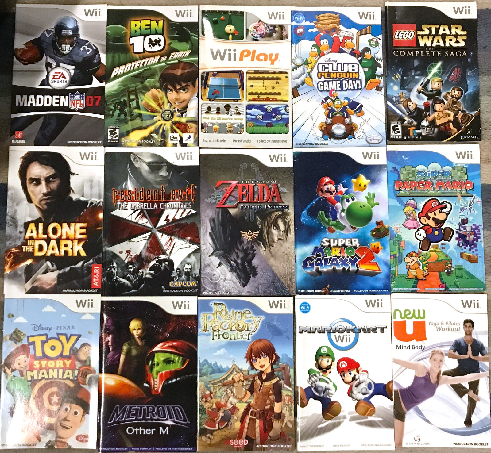 Authentic Nintendo Wii Manuals Booklets Only, Very Good, You Choose B2G1