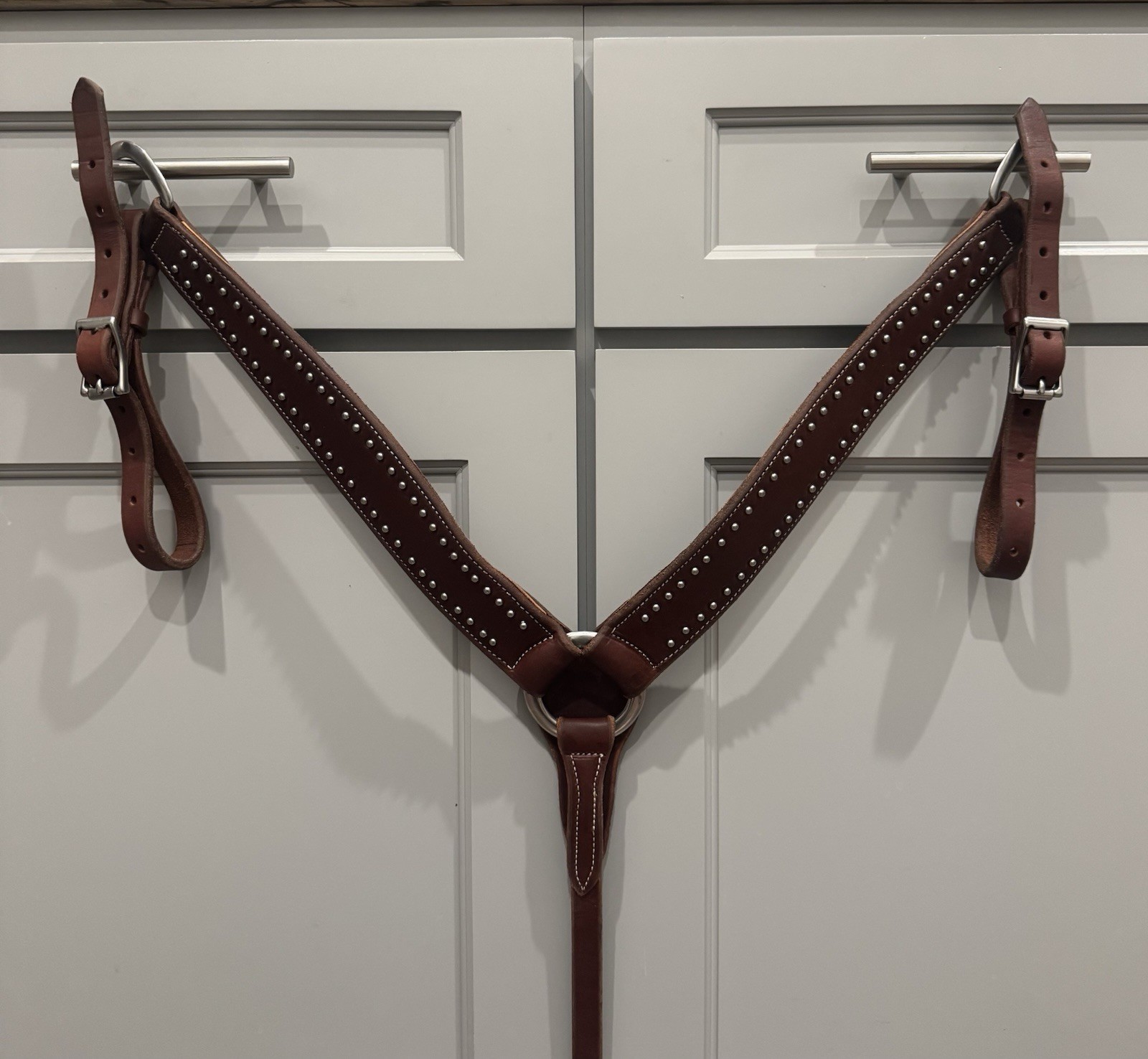 blinged Western Leather Breast Collar Headstall Set