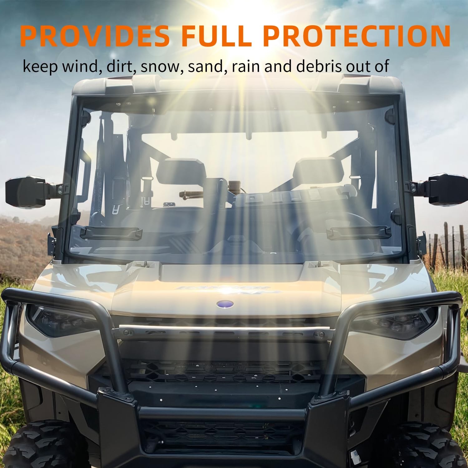 Front Windshield Heavy Duty Scratch Resistant Full Windshield Compatible Clear