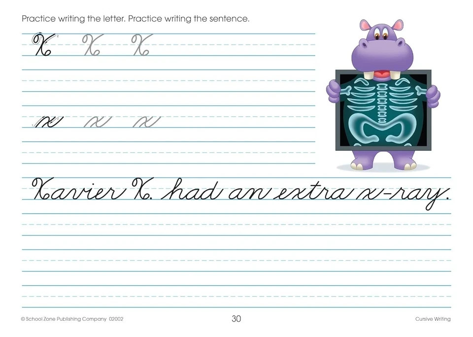 School Zone Cursive Writing Workbook: 32 Pages, 3rd Grade, 4th Grade, Practice H