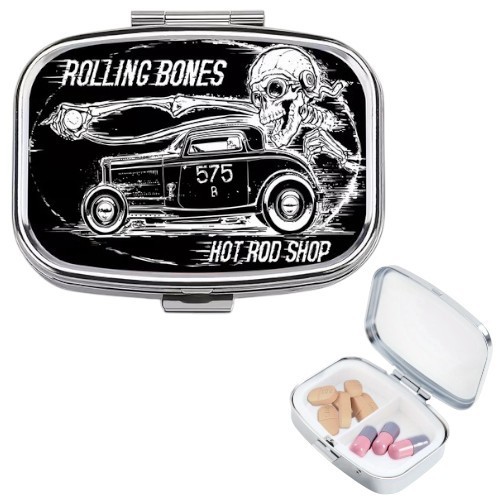 Pill Box 2 Compartment Hot Rod Garage Design Home Travel Pocket Size