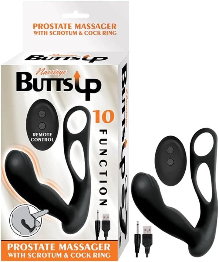 Nasstoys Butts Up Rechargeable Silicone Prostate Massager with Ring Black