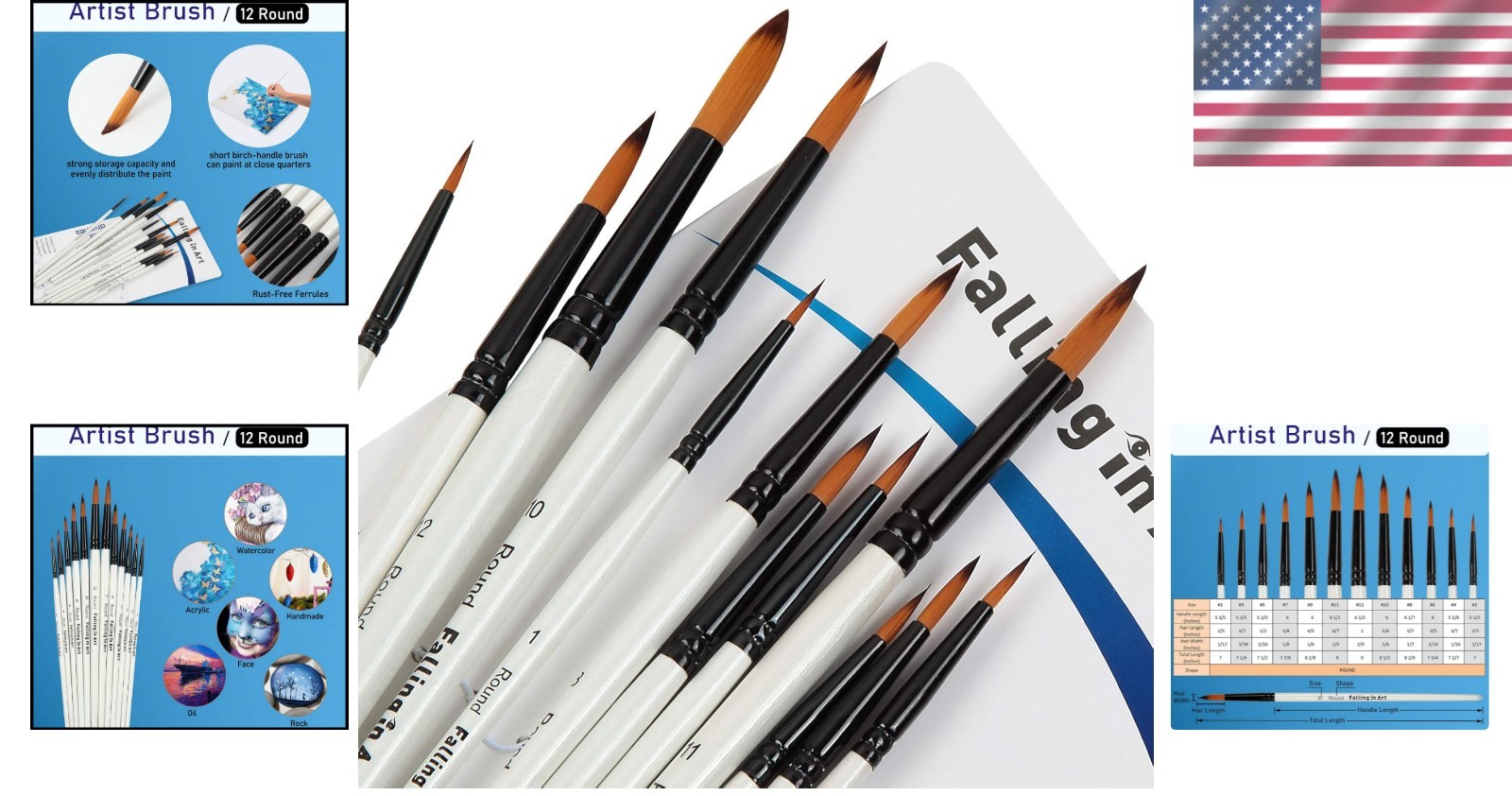 Superior Quality Round Nylon Paint Brushes - Perfect for Watercolor & More