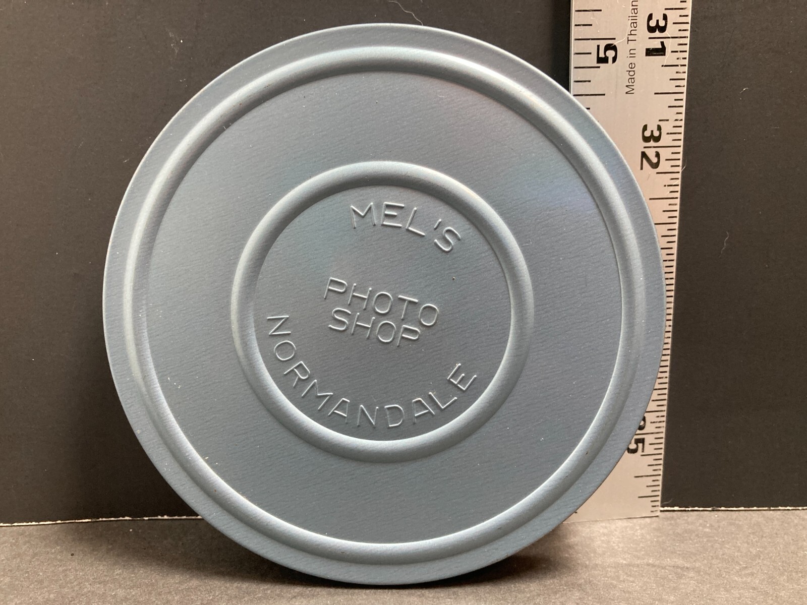 Vintage Mel's Photo Shop Normandale Metal Film Reel & Can Canister 5" Diameter
