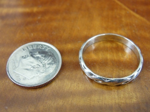 Woven Braid Look Band Sterling Silver 925 Ring Size 7 1/2
