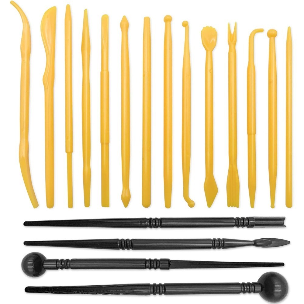 18-Piece DIY Plastic Pottery Tool Kit for Polymer Modeling Air Dry Clay