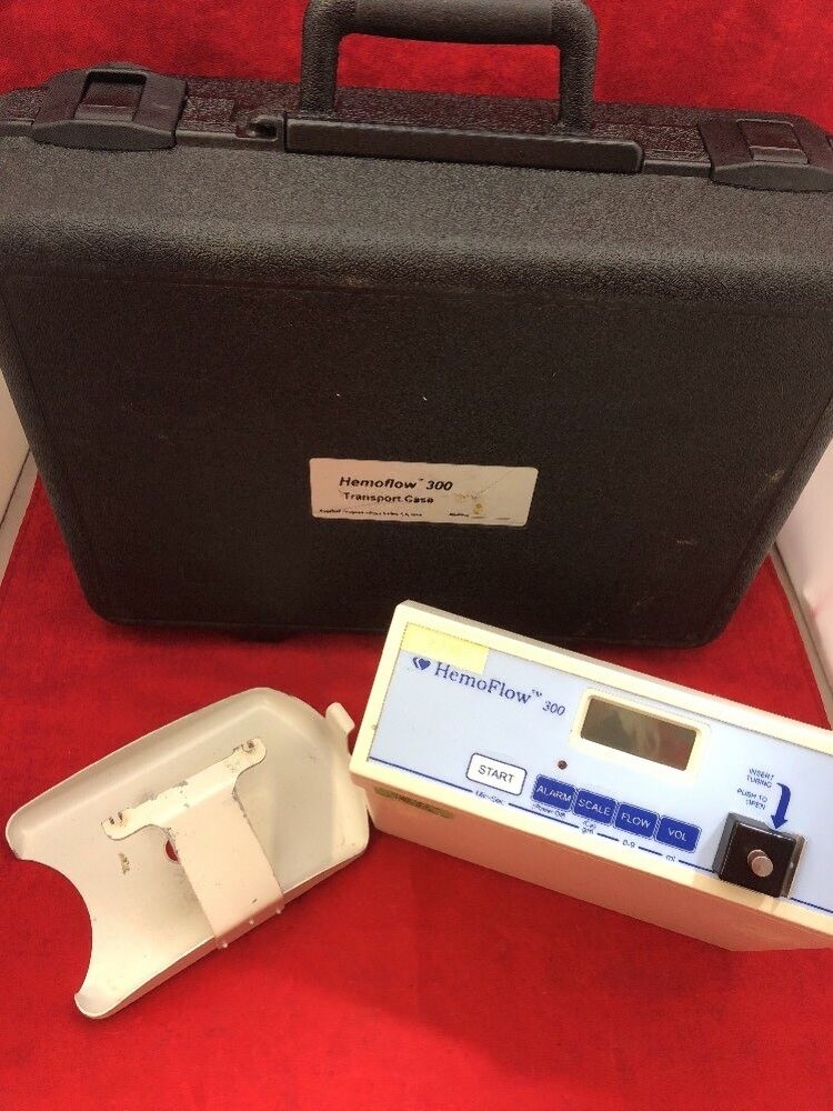 Used APPLIED SCIENCE HemoFlow 300 Blood Draw Monitor in Case w/ Collection Tray