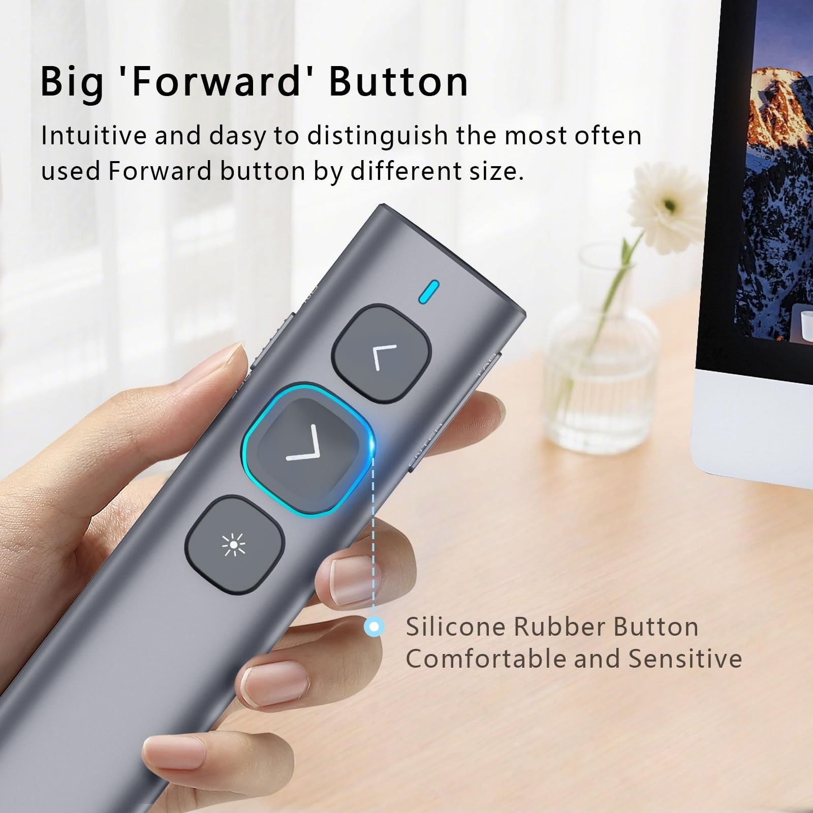 Wireless Presentation Clicker, N95 Remote Slide Advancer, Rechargeable USB Point