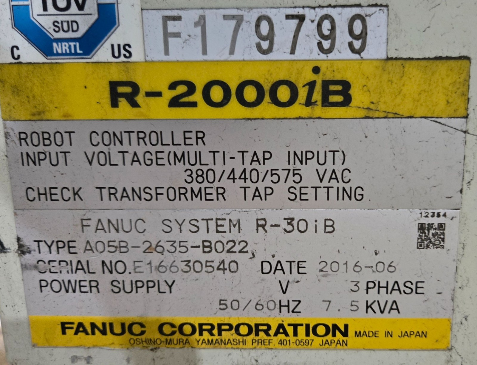 FANUC R-2000iB/210F Complete with R-30iB Controller & WTC Weld Controls USED