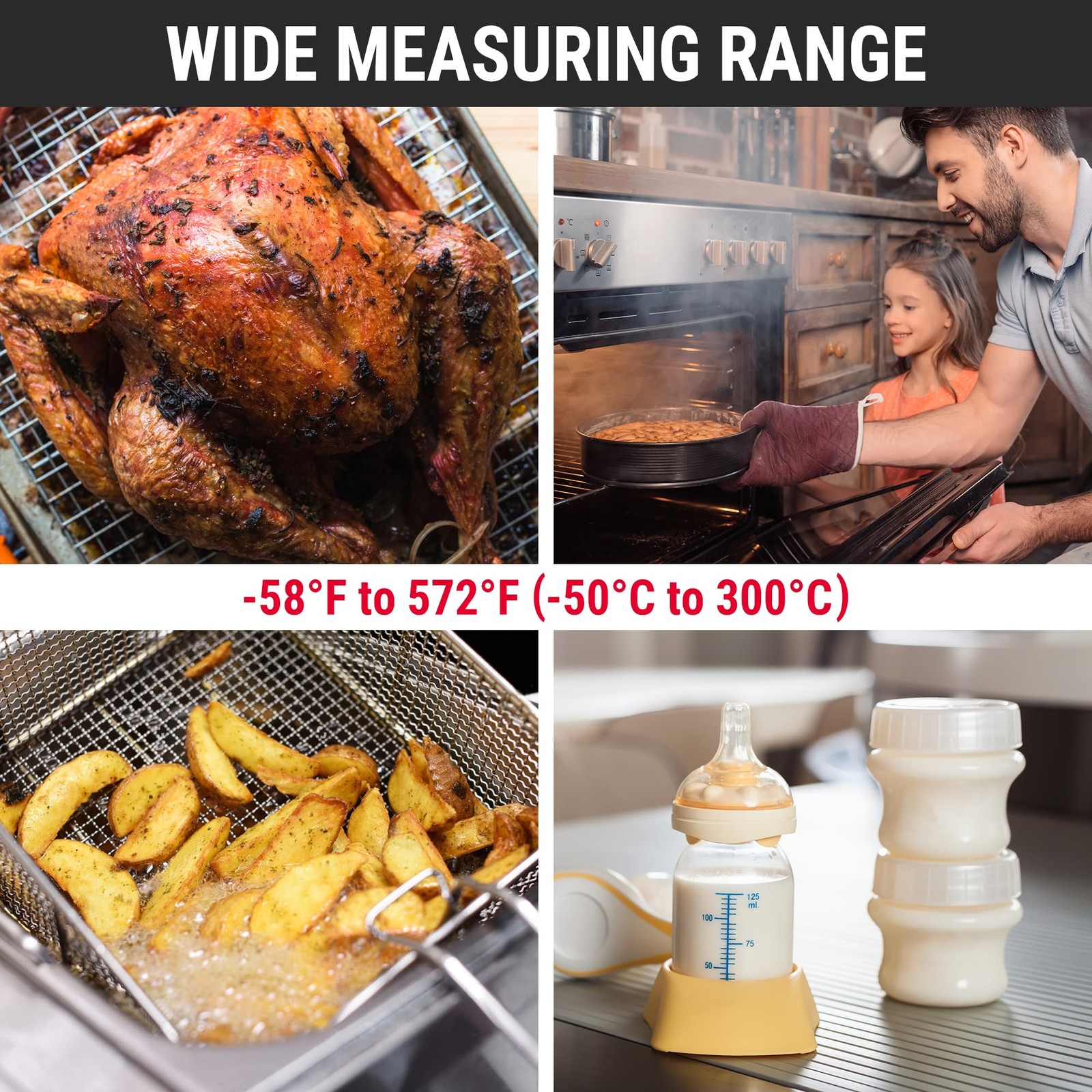 Instant Read Thermometer with Backlight, Kitchen Food Thermometer for Grill Smok