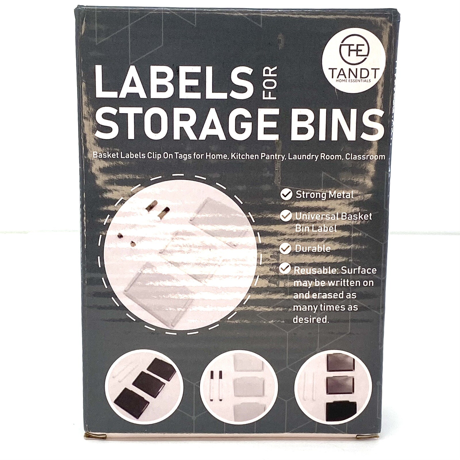 Labels for Storage Bins Chalkboard Bin Set of 6 Black & White Metal Durable Univ