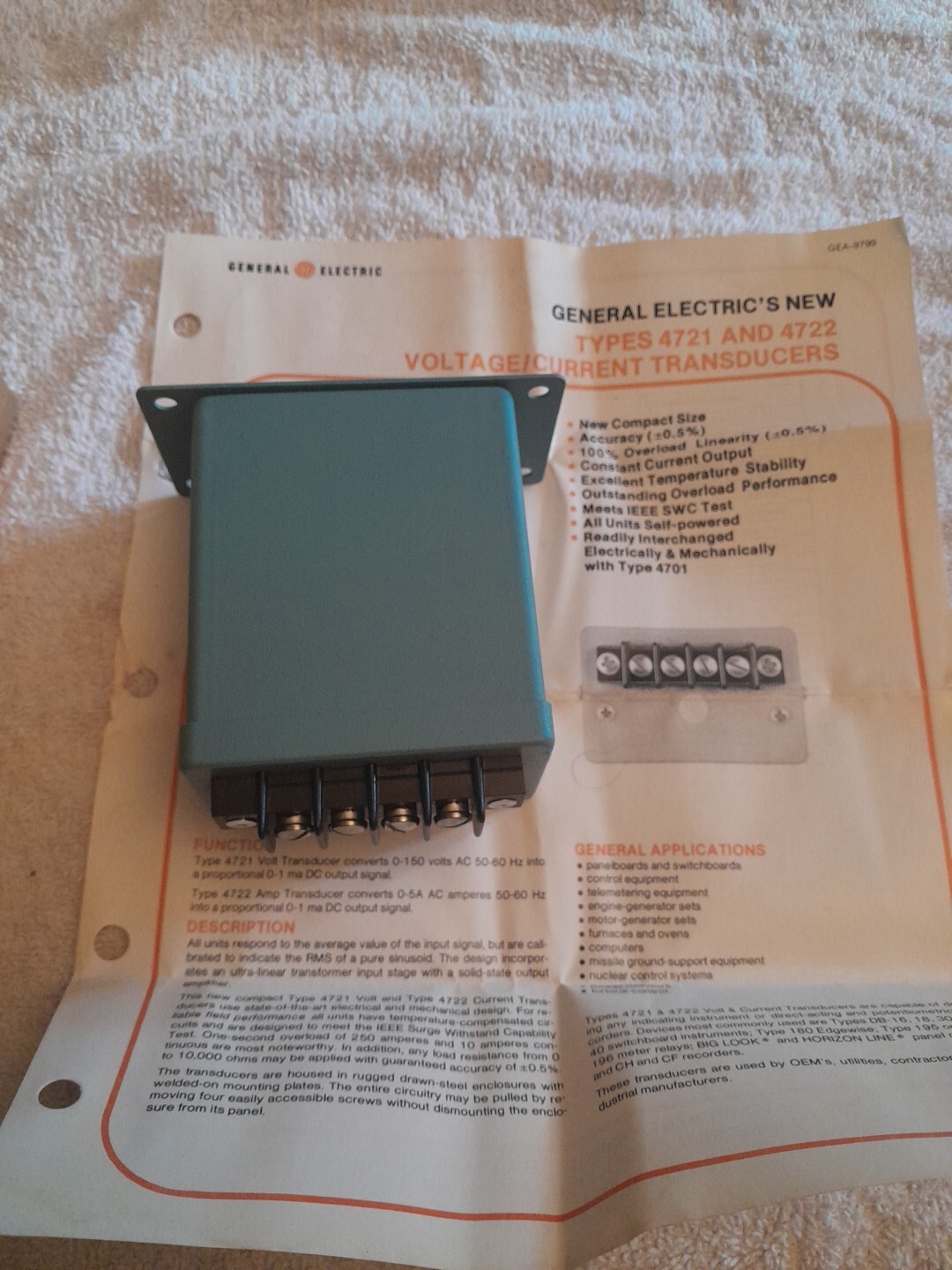 GE General Electric Voltage Transducer 50-472101DFDC2