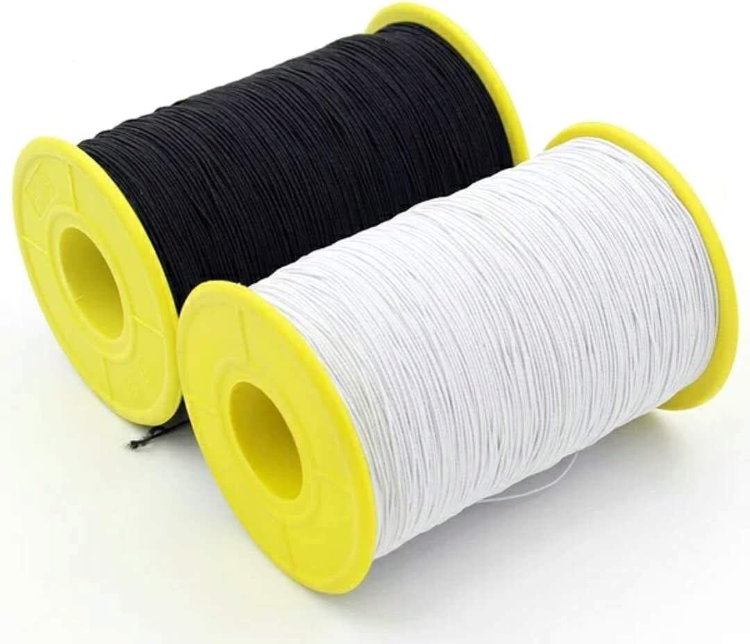 2 Roll 547 Yards 0.5Mm Thickness round Sewing Elastic Thread (Black & White)