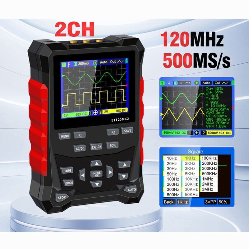 Handheld Waveform Generator Auto/Normal/Single Three Triggers Modes Oscilloscope