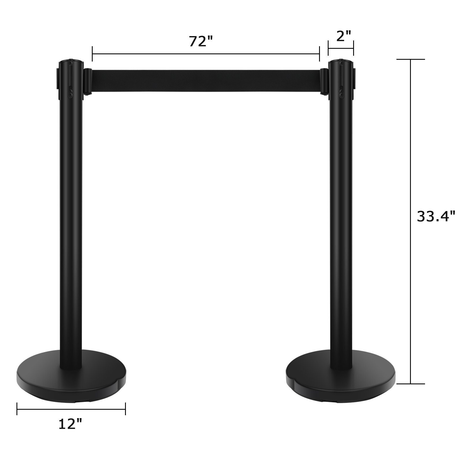 6 Pcs Retractable Crowd Control Barrier Poles Stanchion Post Queue Line Barrier