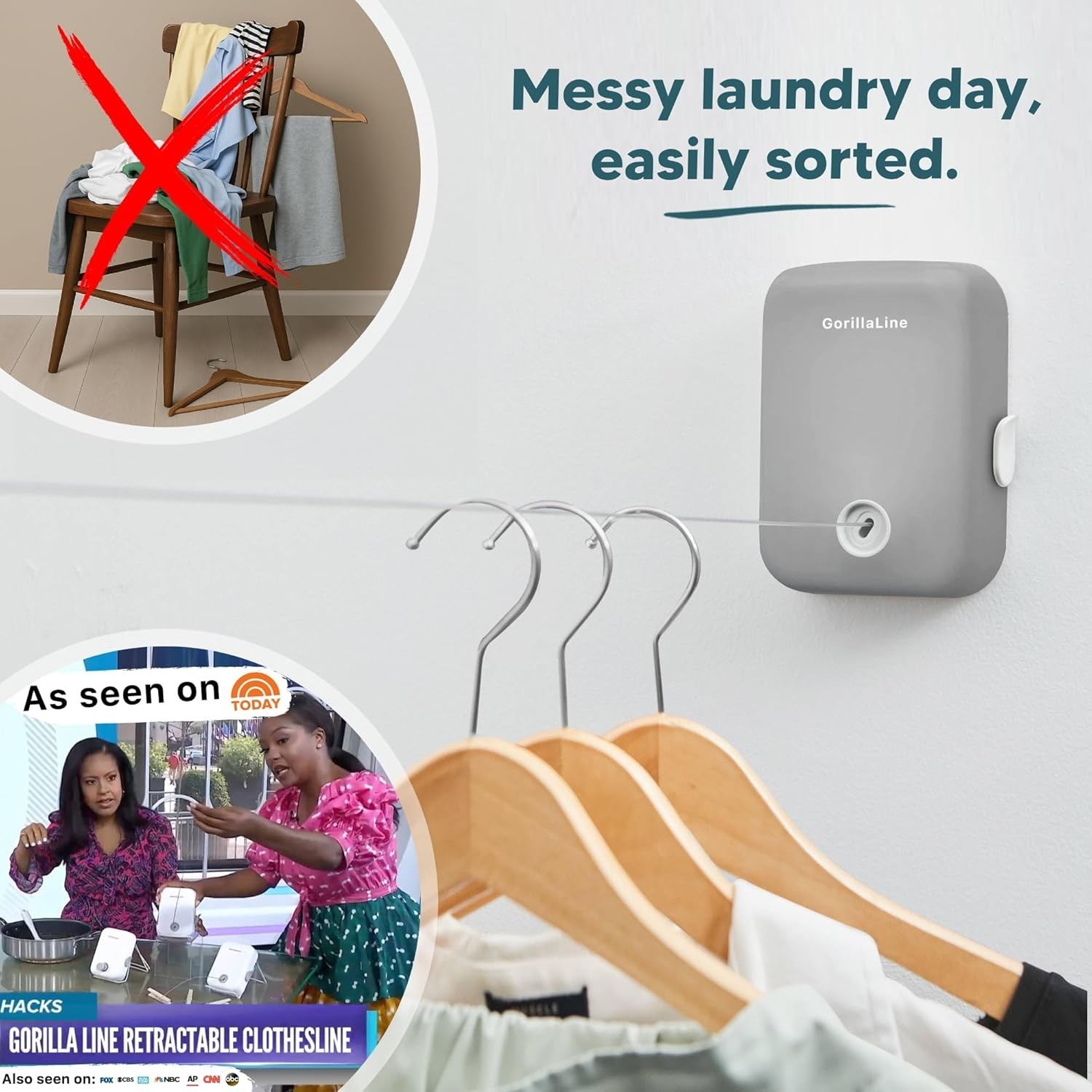 Easy Install Clothesline - Retractable Laundry Line for RVs