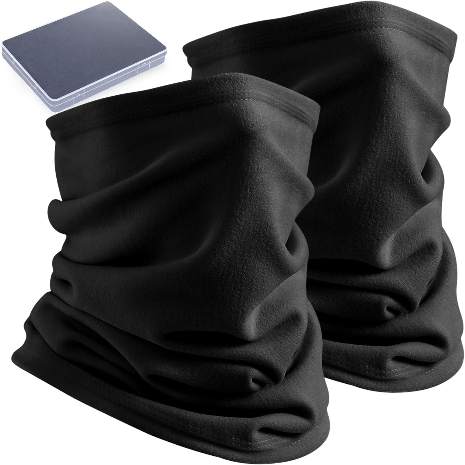 XSBAIHUO 2 Pack Winter Neck Gaiter for Men - Cold Weather One Size, Black