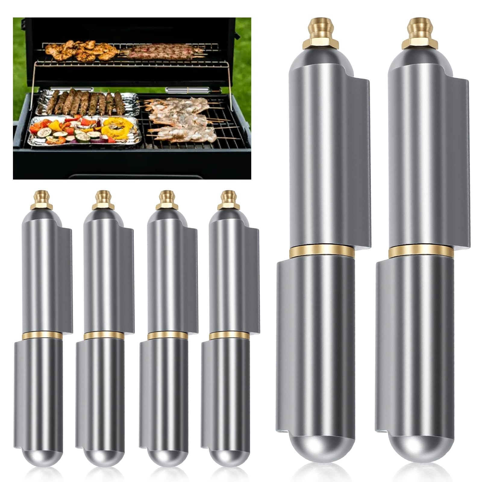6 Pack 4" Heavy Duty Weld on Bullet Hinges, Carbon Steel Barrel Hinges with Deta