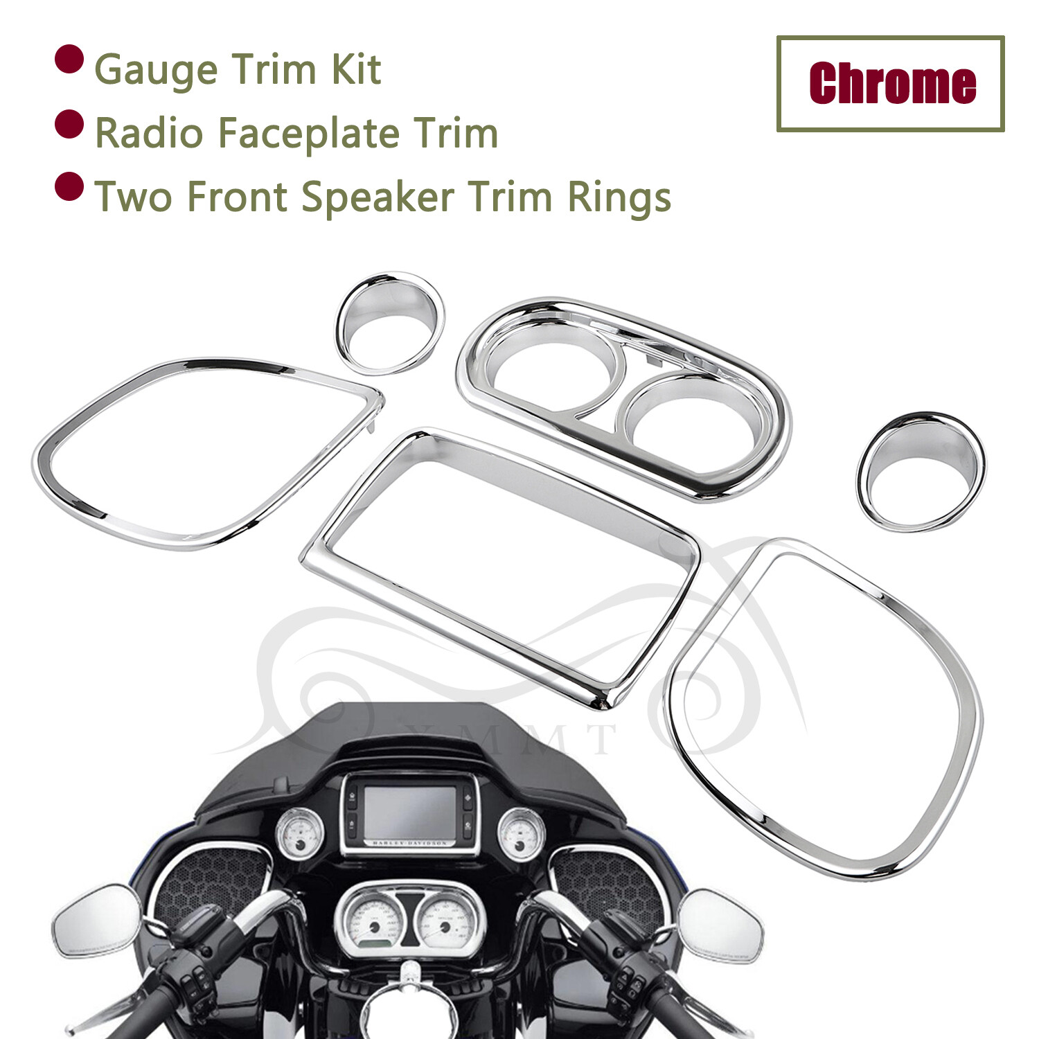 Chrome Inner Fairing Speaker Radio Cover Kit For Harley Road Glide FLTRXS 2015+