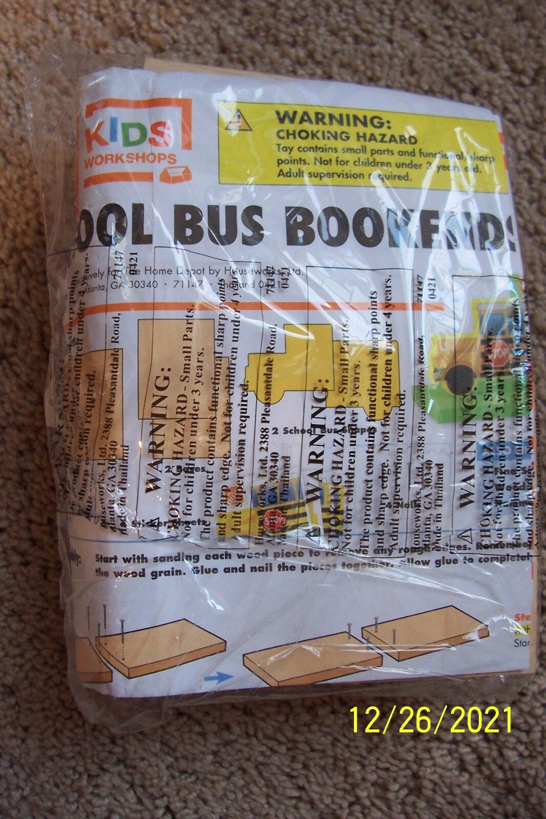 Home Depot Kids Workshops - "School Bus Bookends" - New in Package