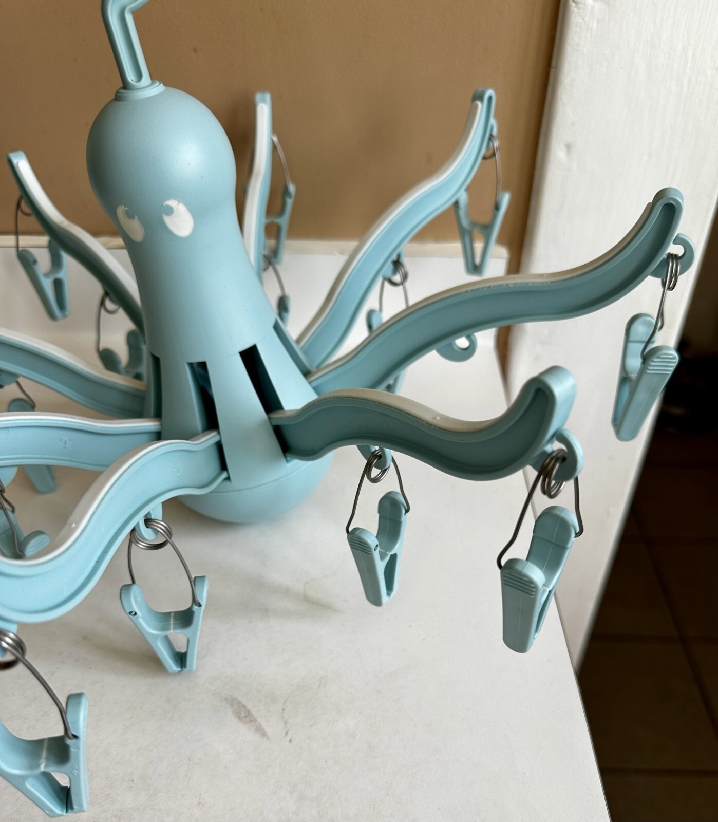 IKEA Pressa Blue Octopus Hanging Folding Drying Hanger 15 Clips