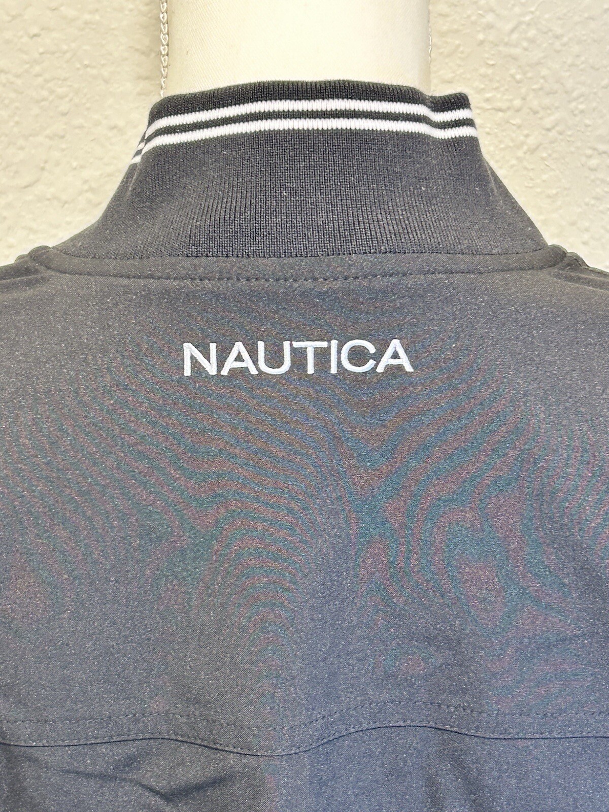 Nautica Men’s Bomber Jacket, Lightweight, Black, Size Med, Stretch Water Resist
