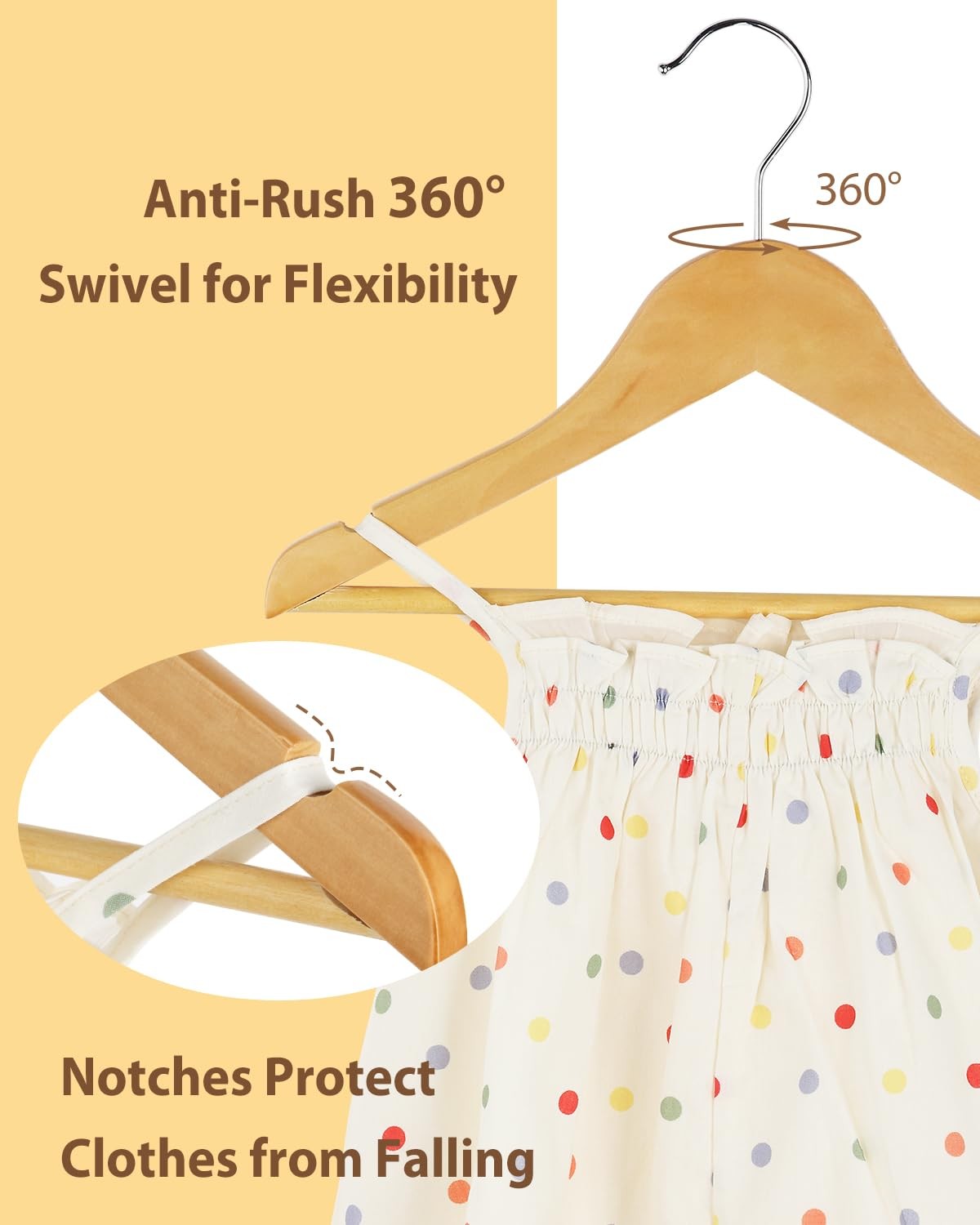 Kids Wooden Hangers 10 Pack, 12.75 Inch Natural, Solid & Durable, Ideal for K...