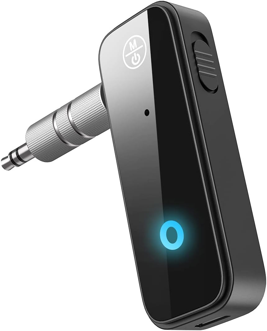 JXTZ Aux Bluetooth 5.3 Adapter for Car, 2 in 1 Wireless Black