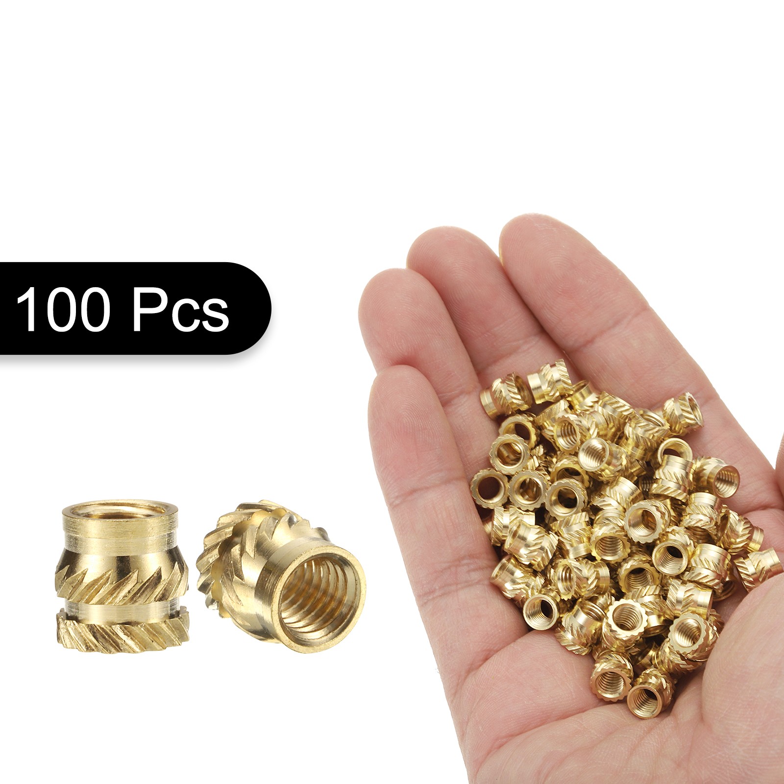 100pcs M5 Threaded Inserts Brass Heat Set Insert M5x7mm, OD 7mm Knurled Nuts