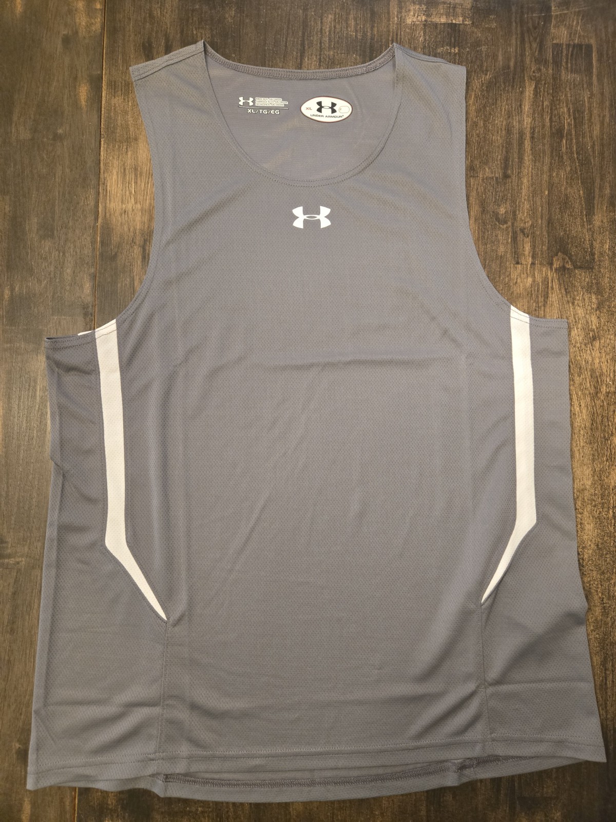 Under Armour Mens Sleeveless Tank Top Singlet Dri Mesh Basketball Jersey Gray XL