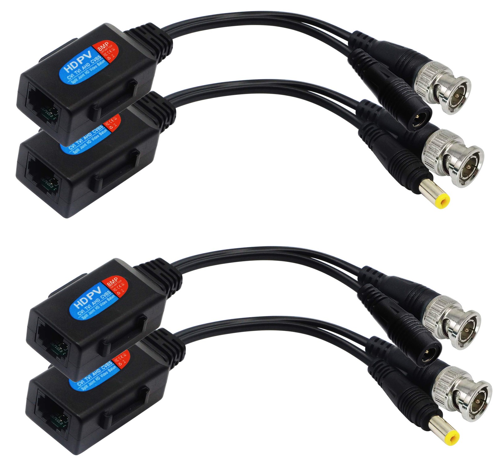 zdyCGTime Balun HD Cat5 RJ45 to BNC Video Baluns transceiver Passive with Pow...