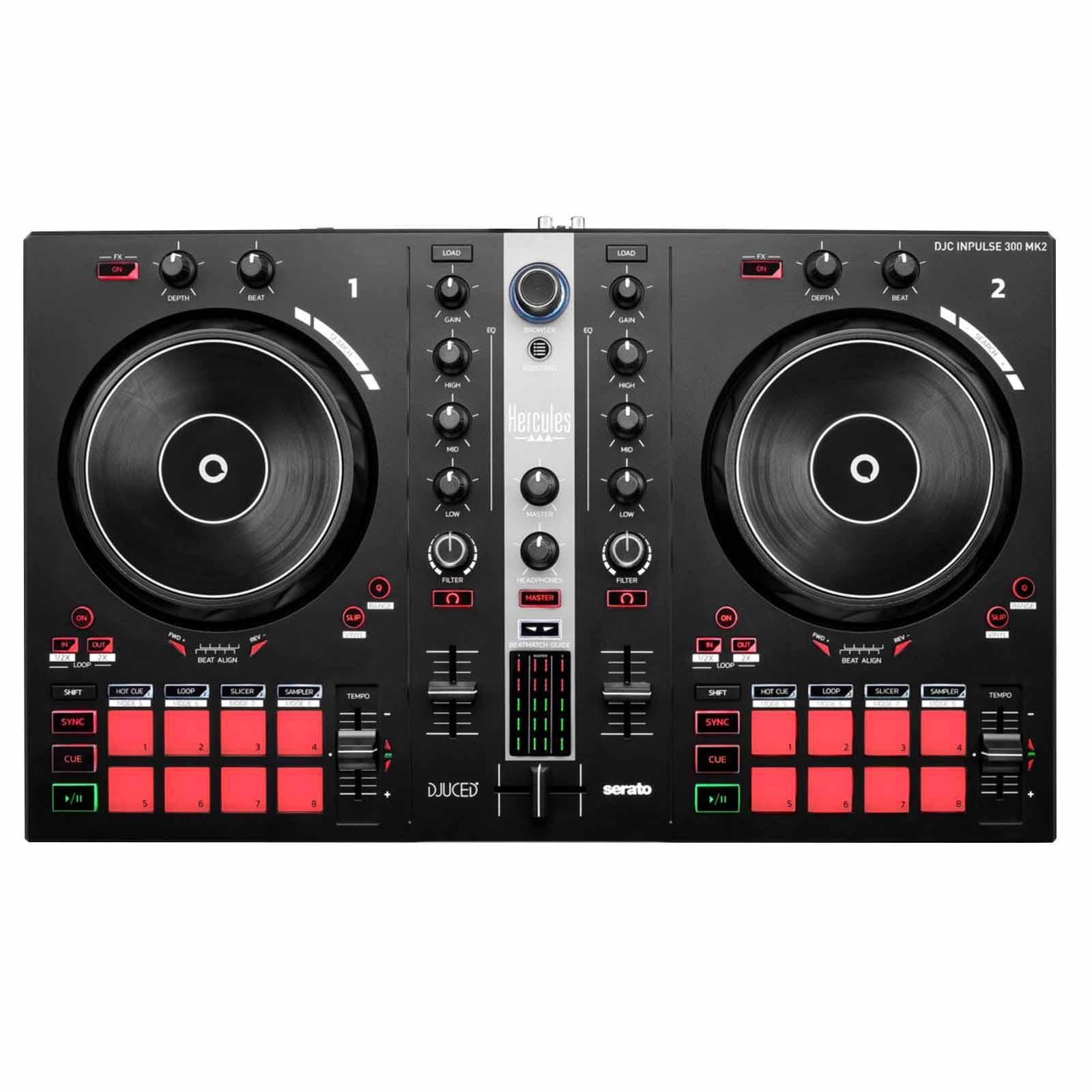 Hercules DJControl Inpulse 300 MK2 DJ Controller w 15" Speakers Package